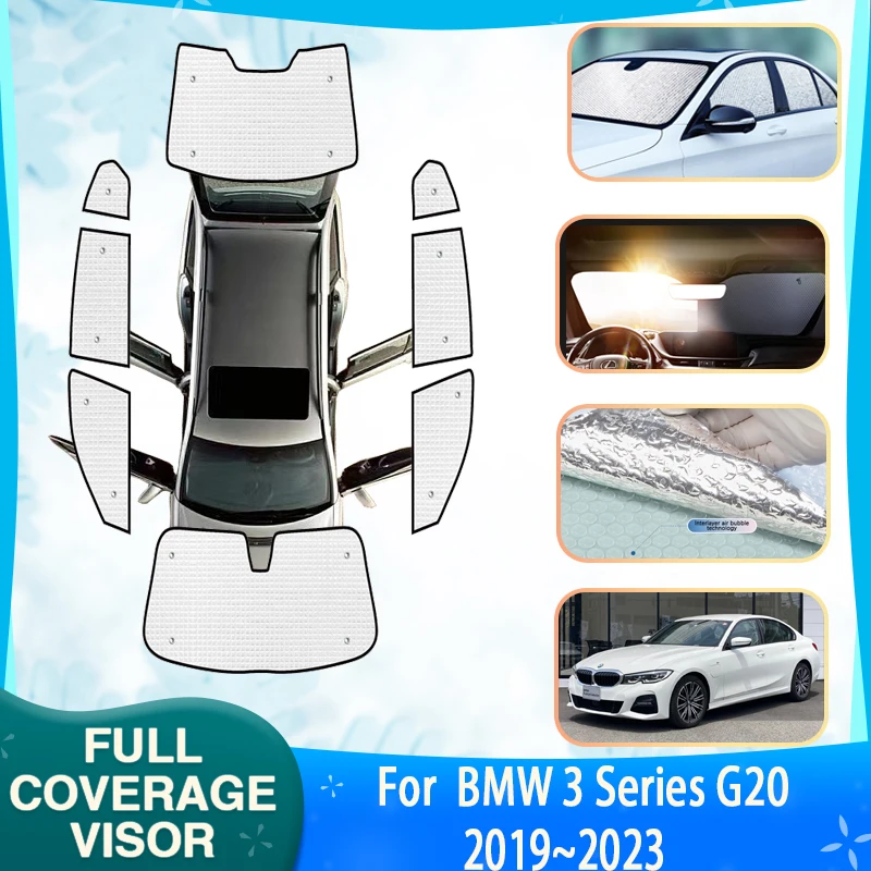 

Anti-UV Car Full Sun Visors Cover For BMW 3 Series G20 M340i 320e 2019~2023 Car Windows Sunscreen Window Sunshades Accessories