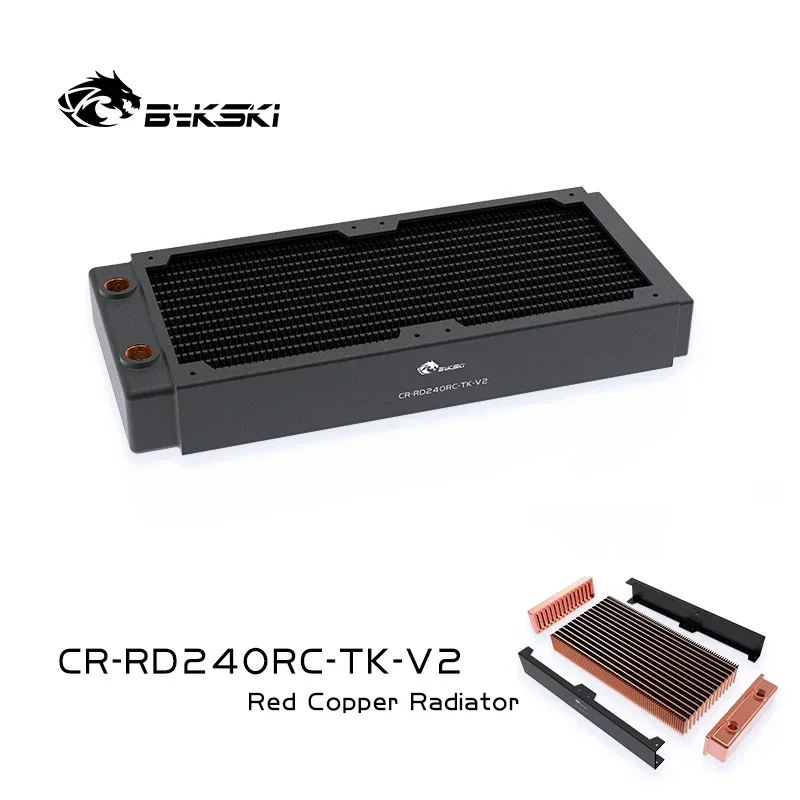 Bykski 40mm Thickness Copper Computer Radiator 120/240/360/480mm, 2 Layers 12 FPI Water Cooling Heatsink For 120mm Fan