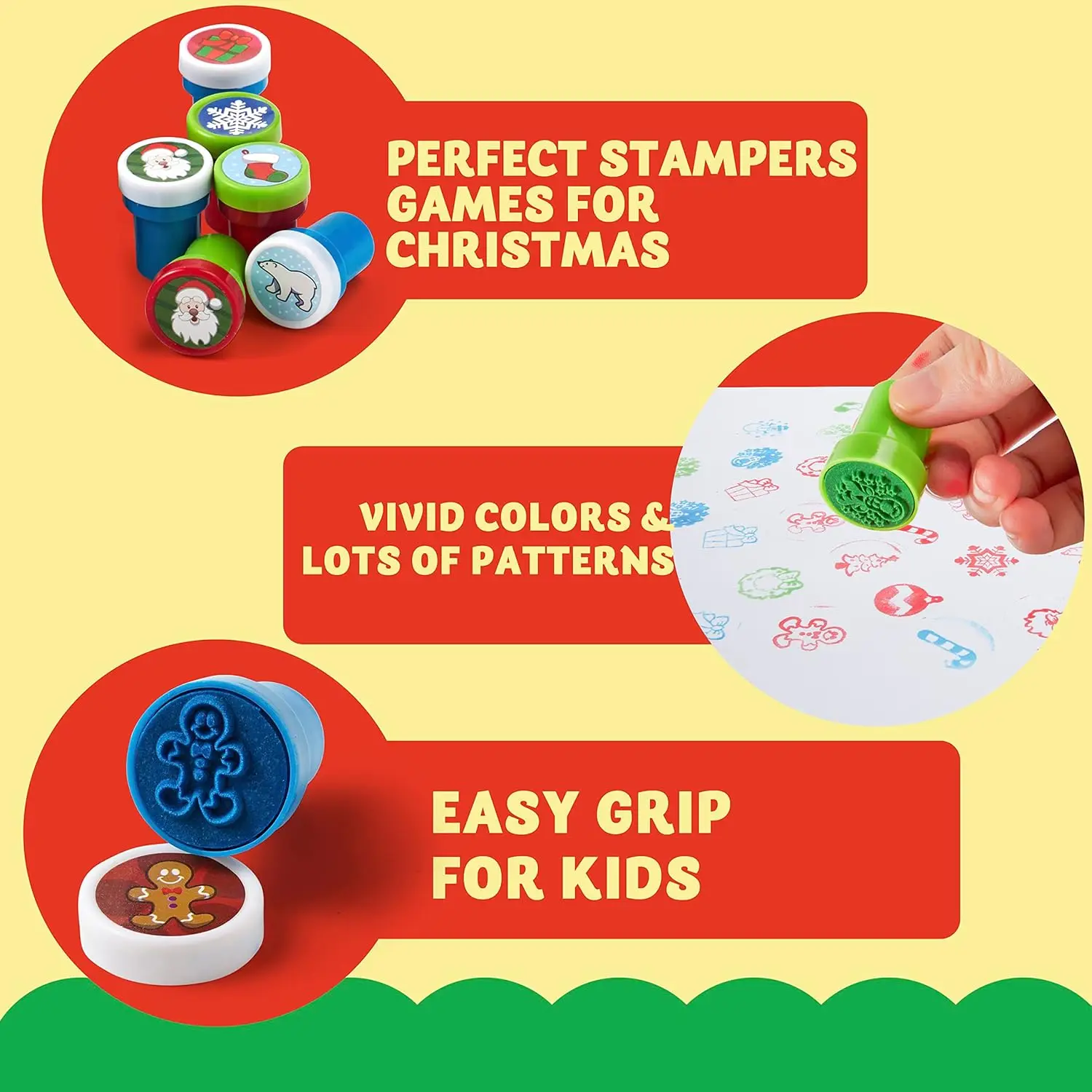 JOYFY 48 Pieces Christmas Assorted Stamps Kids Self-Ink Stamper for Christmas Party Favor Stocking Stuffers Crafts School Prizes