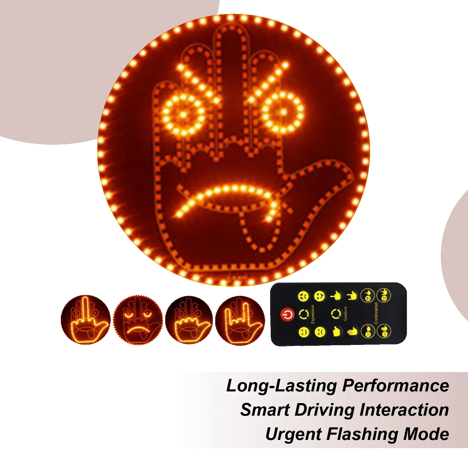 Car LED Funny Facial Expression Light With Remote Control Rear Window Multi-function Warning Reminder Lamp Exterior Accessories