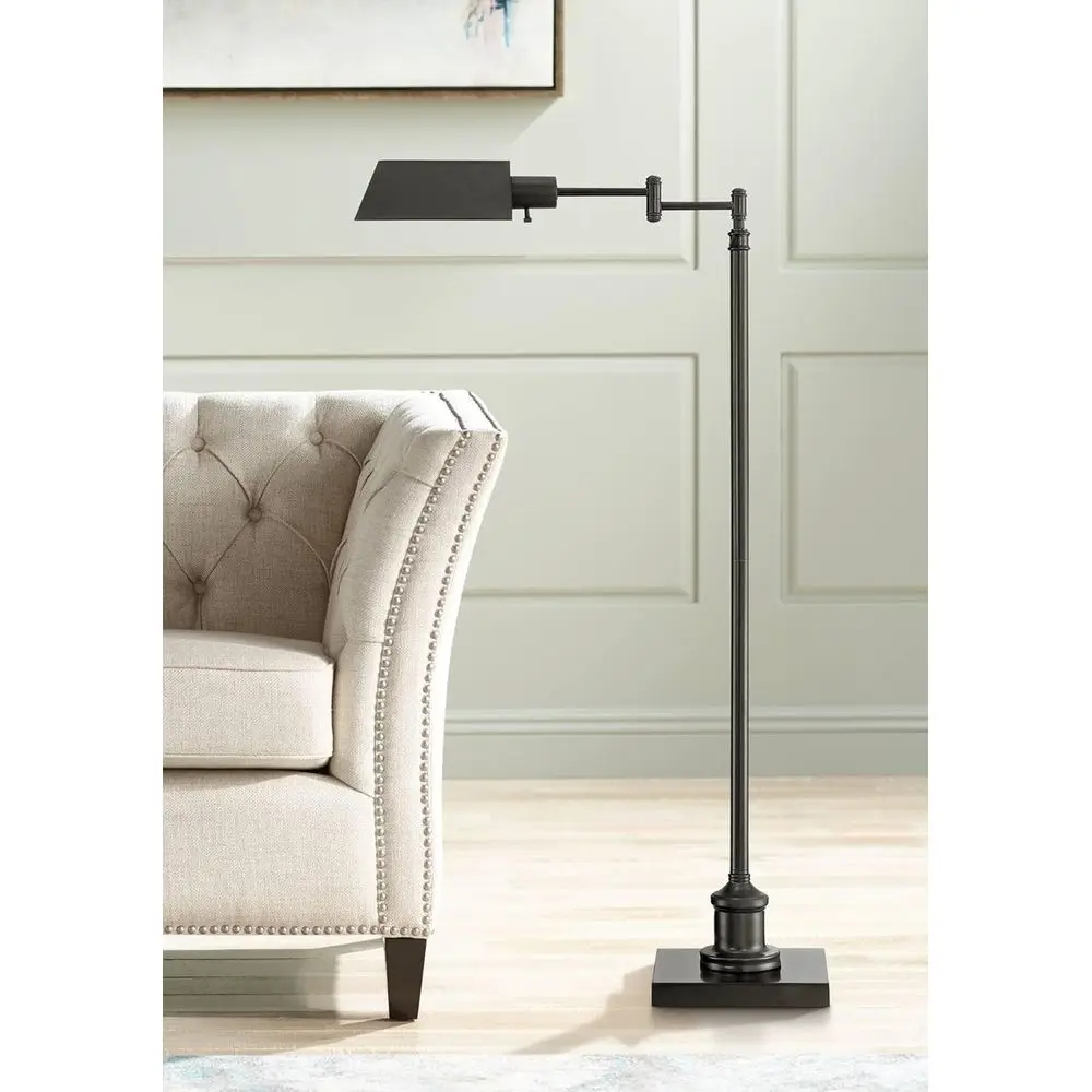 Adjustable Swing Arm Floor Lamp, 54 Tall, Bronze Metal, Downward Light for Living Room and Bedroom Reading