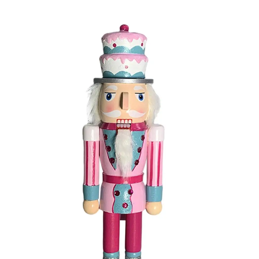 35cm Wooden Nutcracker Soldier Figurine Puppet Statue Desktop Decoration Christmas Wood Nutcracker Figurine Home Ornament