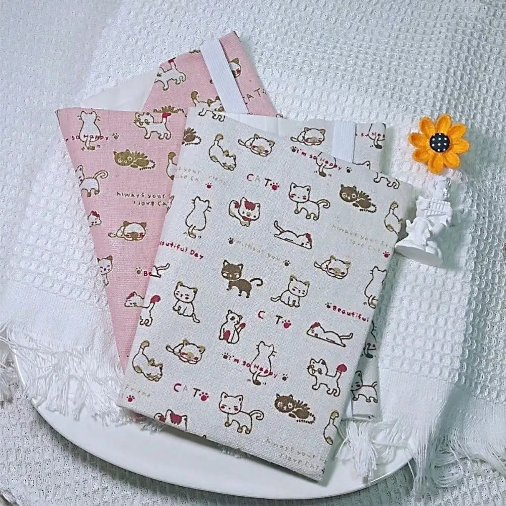 A5 A6 Pink White Kitten Book Cover Planner Case Cover Protective Shell Journal Cover Protector Office Stationery Supplies