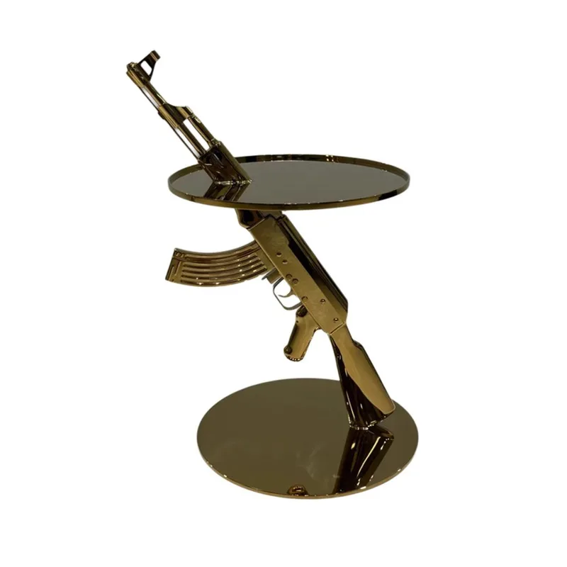 

Light luxury creative shape side table, living room art stainless steel sofa side table movable small coffee table