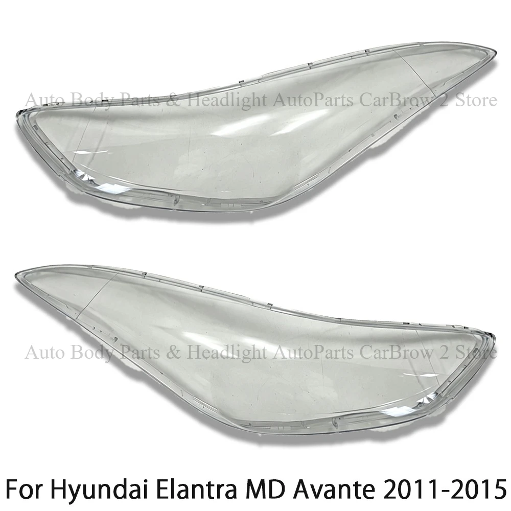 Pair Transparent Headlamp Outer Lens Shell For Hyundai Elantra MD Avante 2011-2015 Front Headlight Cover PC Replacement Housing