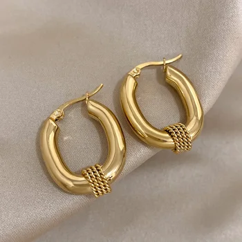 ALLYES U-shaped 316L Stainless Steel Chunky Earrings 1
