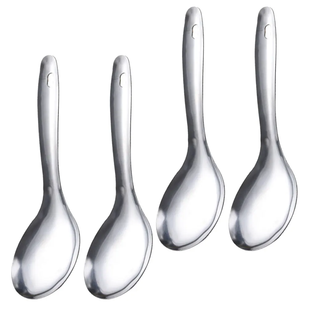 

4pcs Stainless Steel Rice Spoon Scooper Japanese Style Kitchen Spatula Household Restaurant Hotel Compact Serving Spoons