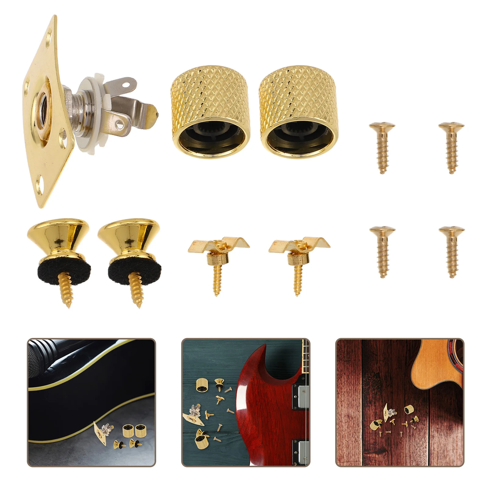 

1 Set Guitar Accessories Kit Silver Finish Upgraded Strap Buttons Endpin Jack Socket Hardware Retainer For Electric Bass Guitar