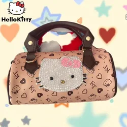 Sanrio Hello Kitty New Cylinder Bag Y2k Spicy Girl Cute Sweet Small Crossbody Bag Women Luxury Design Handbag Vintage Mini Totes