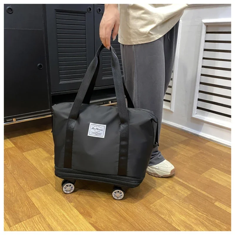 Bolsa de viaje extensible de doble capa, bolsa de viaje extraíble, rueda Universal, almacenamiento de gran capacidad para viaje de negocios, bolso