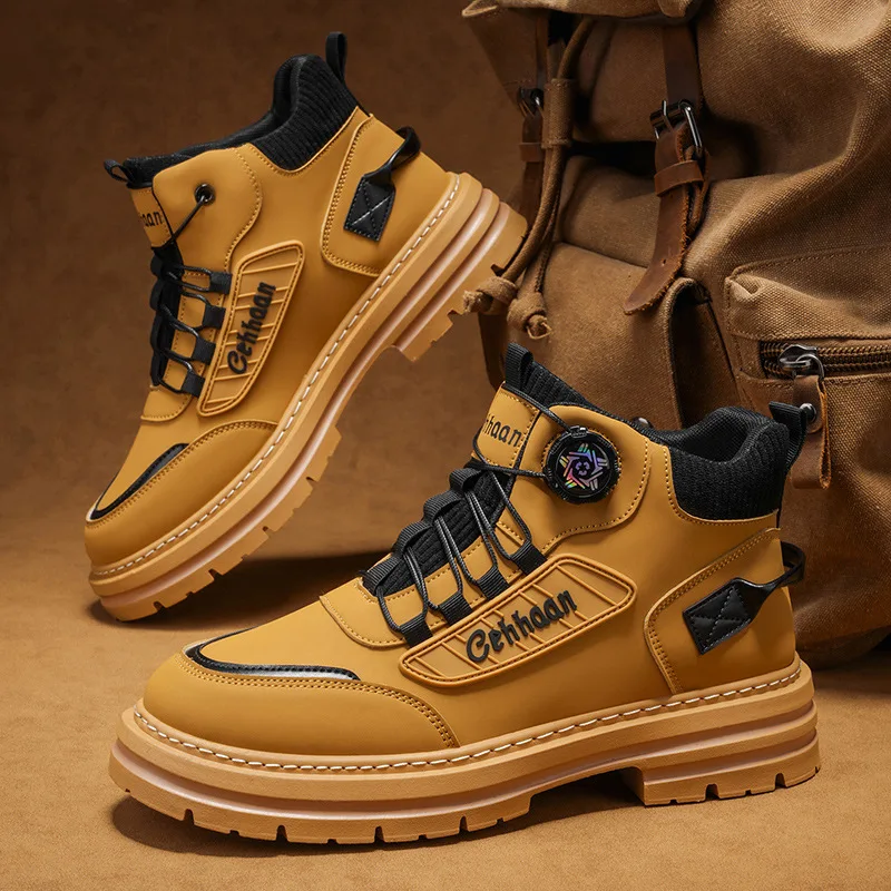 Men's Shoes PU Leather Retro Trend Men's Sneakers and Casual Shoes Thick-soled Heightening Platform Man's Shoes Tenis Masculino