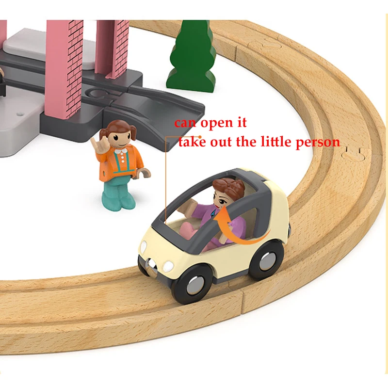 Dream School Track Wooden DIY assembly simulation Rail train model For Children Wooden Railway Toy DIY Road Accessories Toy Kids