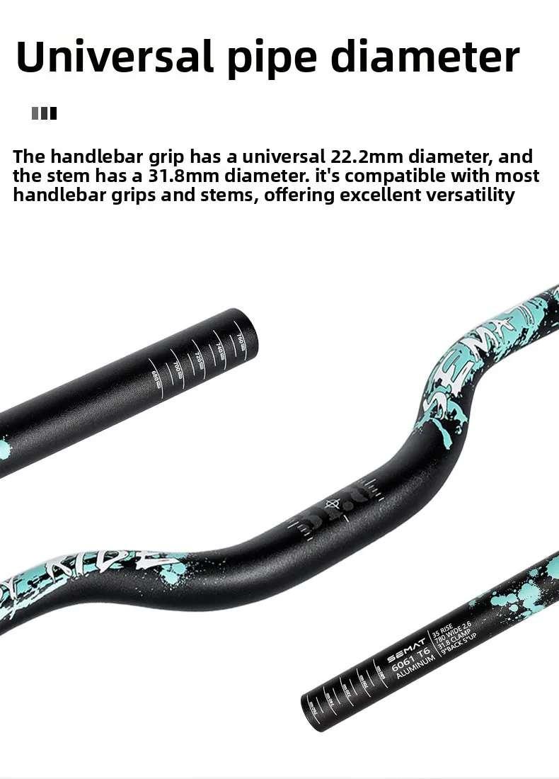 SEMAT Fahrradvorbau aus Aluminiumlegierung, 35-55 mm Höhe, 720/780 mm Länge, 31,8 mm Klemmdurchmesser, 6 ° Höhenlage 9 ° Sweep für MTB & Rennrad – Leichtgewichtig – Detail 4