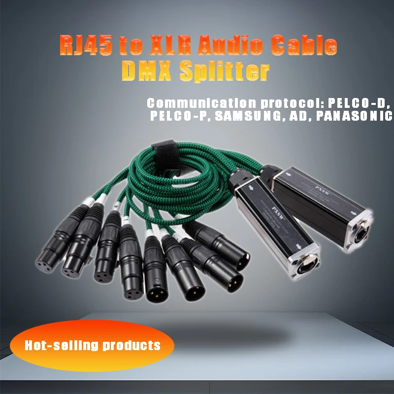 

1Pair male+female RJ45 To XLR Audio Cable DMX Splitter For Snake Cable Network Extension Of Stage Or Studio Recording