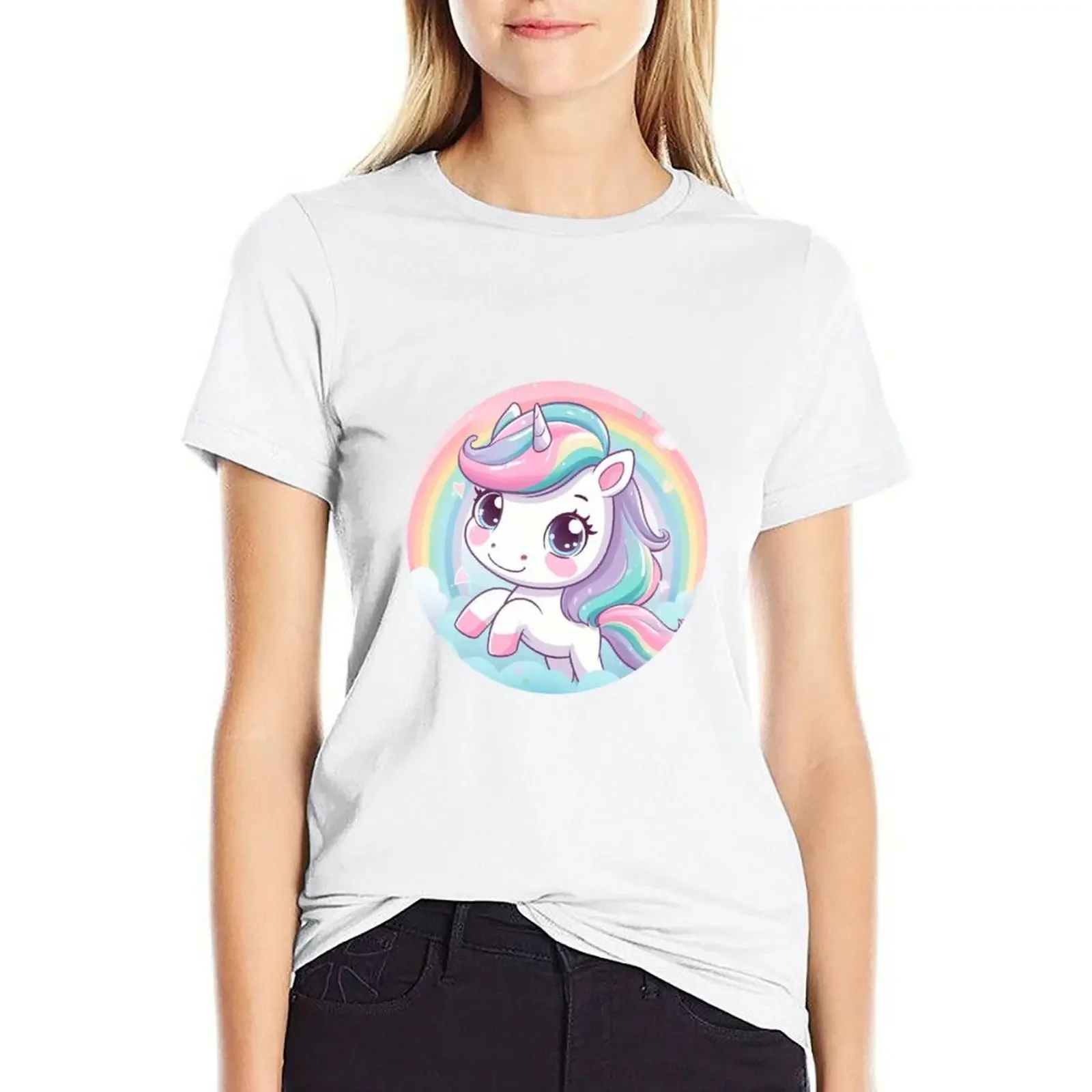 

Cute Unicorn T-shirt tees korean fashion Short sleeve tee plus size t shirts for Women loose fit