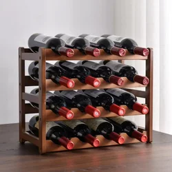 Bamboo Wine Rack, Tabletop Multi-Tier Wine Vintage Solid Wood Display Rack For Living Room, Bar And Dining Room
