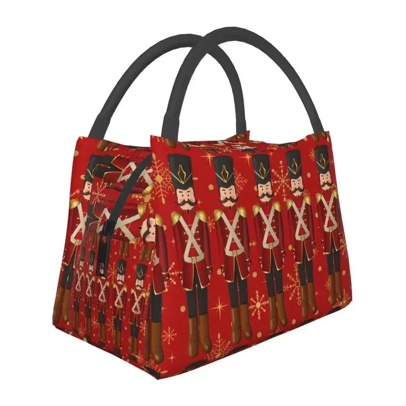 Christmas Nutcracker Toy Soldier Insulated Lunch Tote Bag for Women Cooler Thermal Food Lunch Box Outdoor Camping Travel