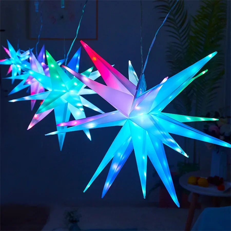 Dia40/50/60CM Smart Christmas Star Tree Topper Moravian Star Light LED Bluetooth App & RGBIC Remote Firework Starburst Light