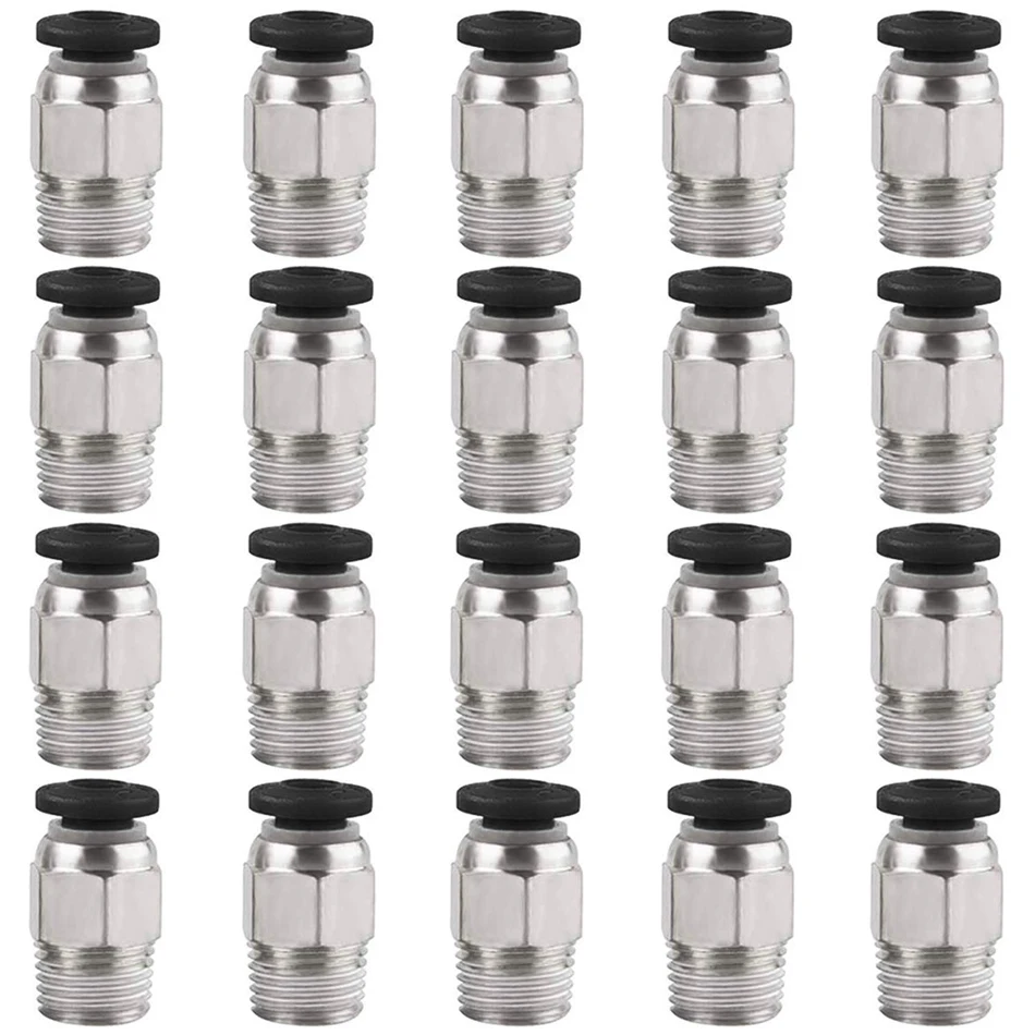 

20 Pcs PC4-M10 Male Straight Pneumatic PTFE Tube Push in Quick Fitting Connector for E3D-V6 Long-Distance Bowden Extruder