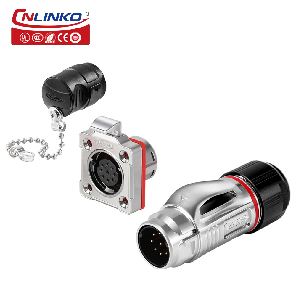 CNLINKO Waterproof Industrial M20 Aviation Connector 2 3 4 5 7 9 12 14 Pin Plug and Socket Panel Mount Metal Wire Connectors