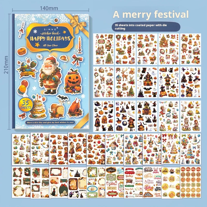 

35 Sheet Large Christmas RUB ON Transfer Stickers Junk Journal Vintage Girl Boy Stickers DIY Album Scrapbooking Craft Stickers