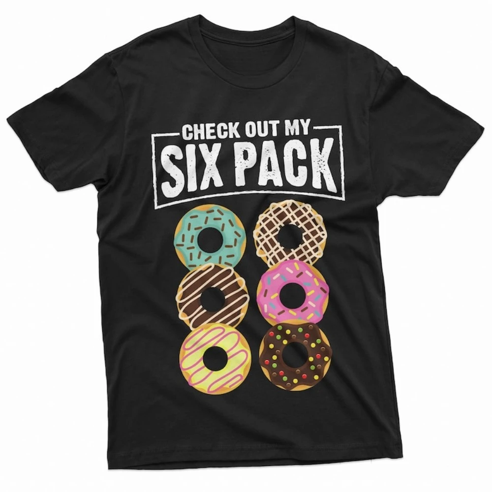 Camiseta Check Out My Six Pack, camiseta de seis paquetes, camisetas de gimnasio, Camiseta divertida de algodón para gimnasio de verano para hombre, camisetas de entrenamiento, camisetas para amantes de Donut