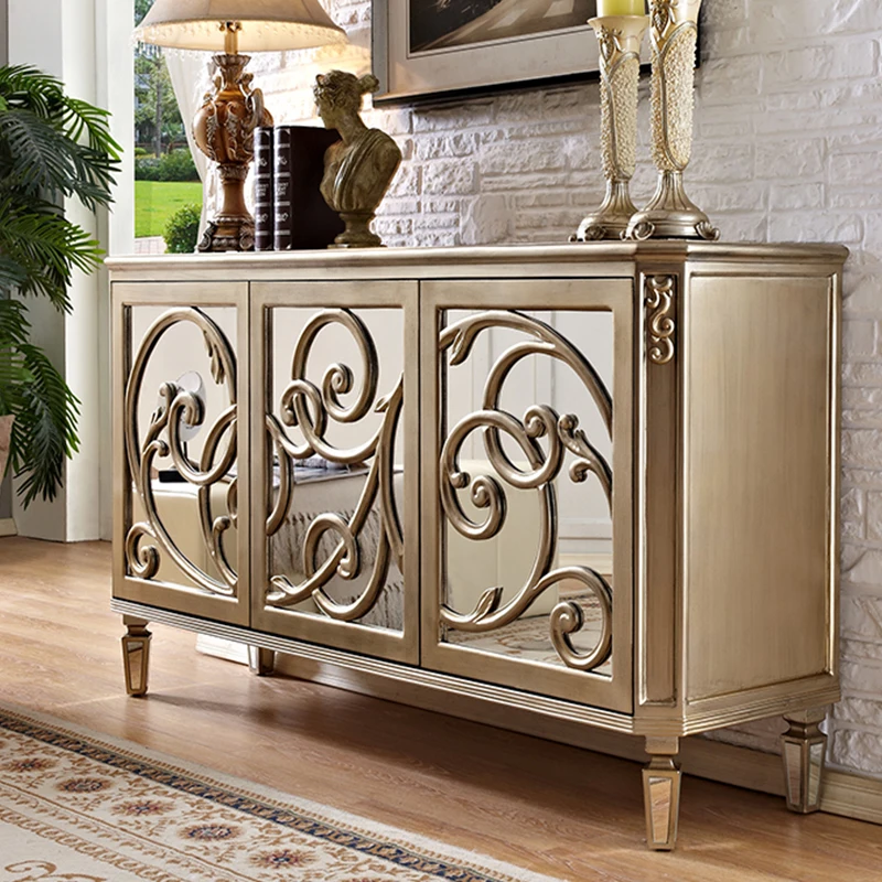 #@New Furniture Neo-classical American Mirror Sideboard European Carved Old Living Room Shoe Cabinet Porch Cabinet