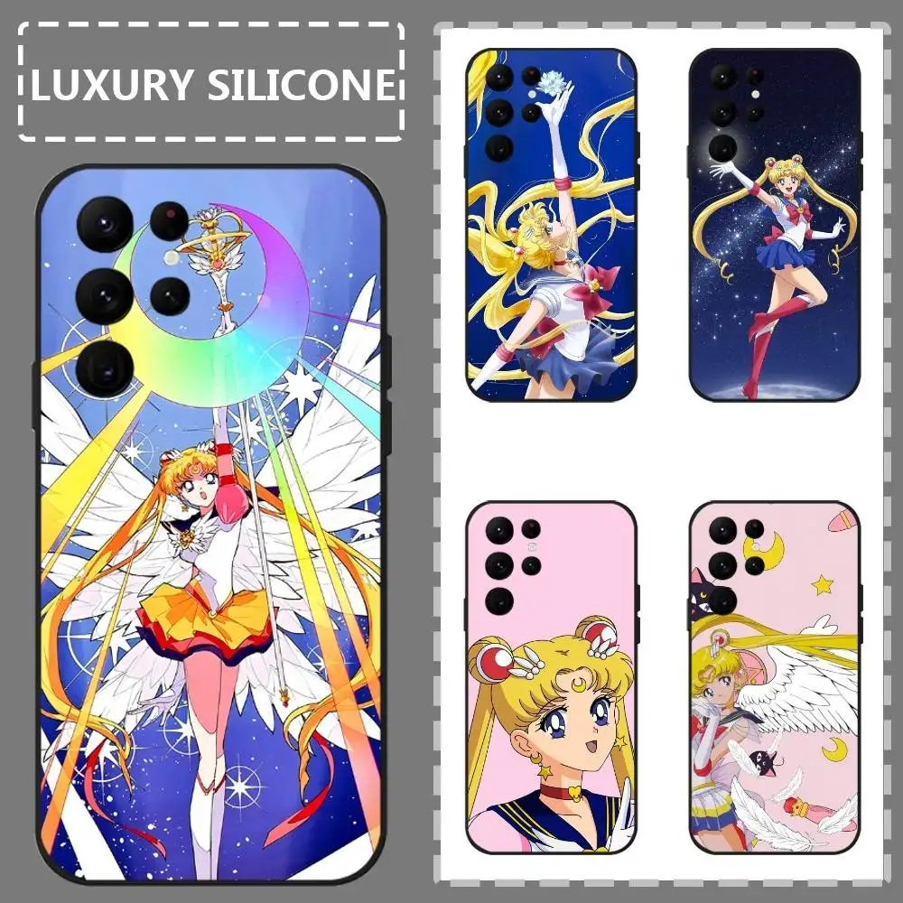 

Anime S-Sailor M-Moon Phone Case For Samsung Galaxy S25 S24 S22 S23 Ultra S21 S20 Plus 5G Frosted Non-Slip Full Soft Case