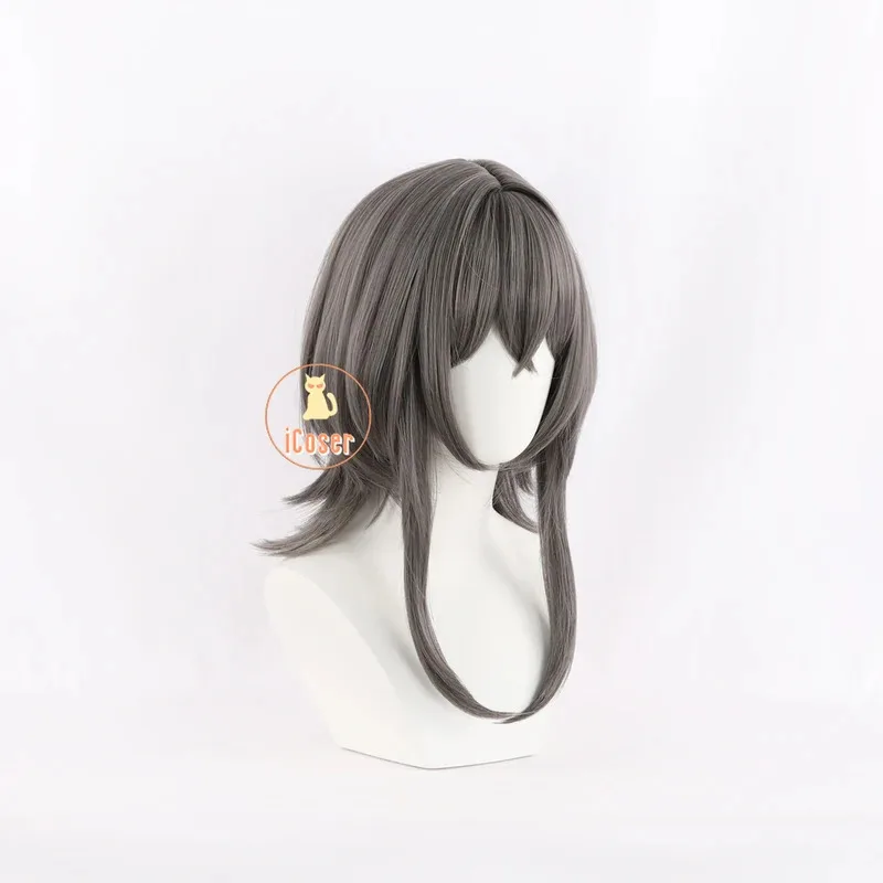 25COSYori Asanagi شعر مستعار تأثيري أنيمي الهمس لي أغنية حب 40 سنتيمتر رمادي داكن الشعر القصير SS الفتيات حفلة الهالوين النساء الفتيات الدعائم i