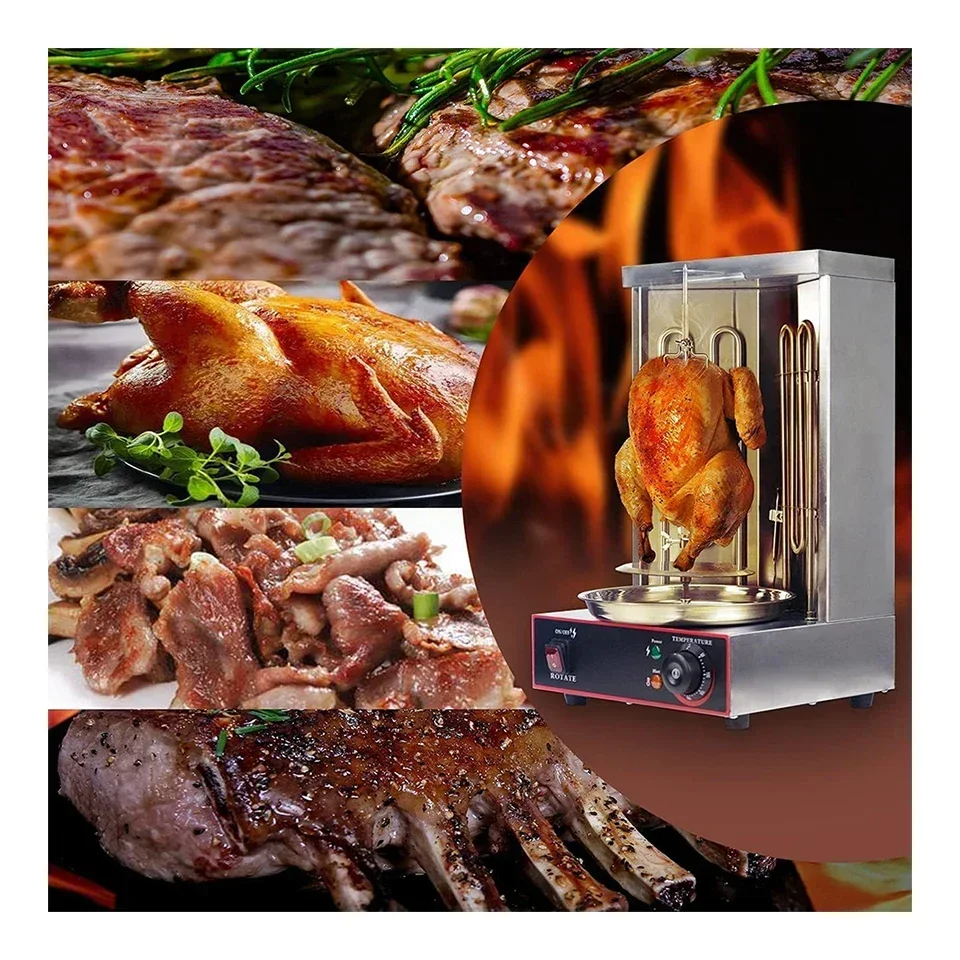 

Hot SalesEB25 Electric Shawarma Grill For Home Restaurant Kitchen - Stainless Steel Body, 2 Heating Tubes, Gyro Rotisserie Oven