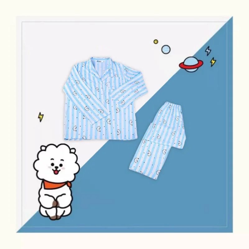 Anime Cartoon Bt21 Series Pajamas Y2K Fashion New Cute Lapel Long Sleeve Home Wear Casual Wear Couple Suit Gift for Friends