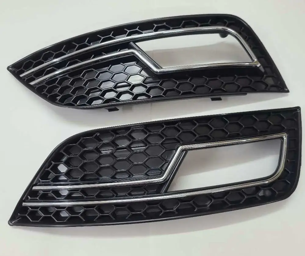 

Matt Black Honeycomb Style Fog Light Grille With Chrome Trim For Audi A4 B8