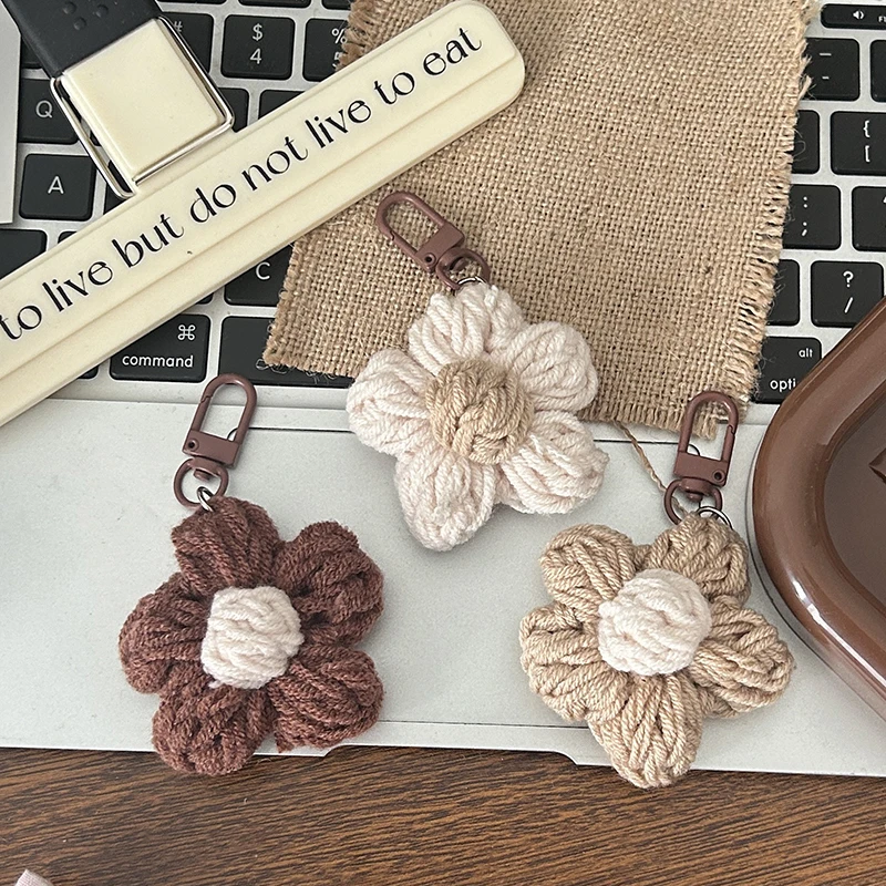 

Korean Woolen Flower Keychain Lovely Sweet Floral Plush Keyring Cute Key Holder Bag Pendant For Girl Birthday Gifts