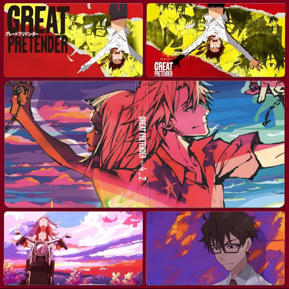 Mouse Pad Grande para Jogos G-Great Pretender com Bordas Costuradas e Base Espessa para PC - Anime Suspense