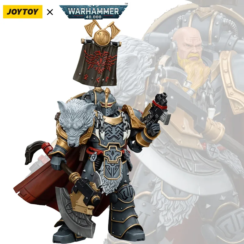 JOYTOY Space Wolves Legion Praetor مع فأس الطاقة ودرع القتال 1/18 شخصيات الحركة Warhammer30K Leman Russ Ragnar Blackmane