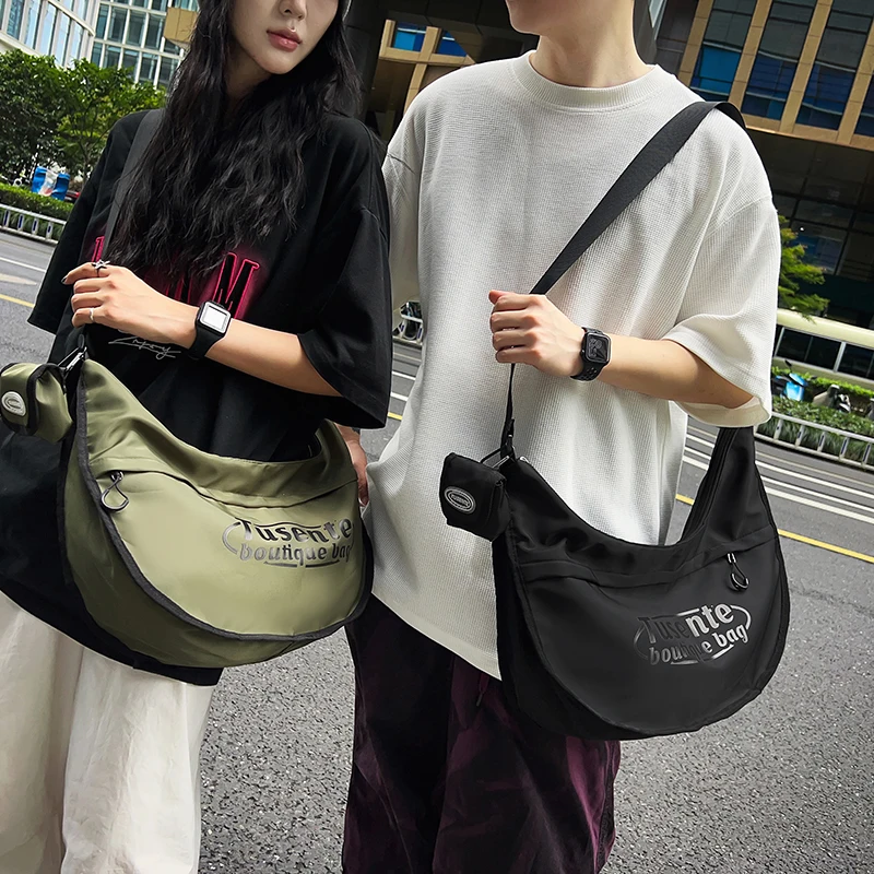 Casual Simple Women Hobo Bag Letter Print Shoulder  Fashion High-capacity Waterproof Nylon Shoulder Men Travel Crossbody Bag New