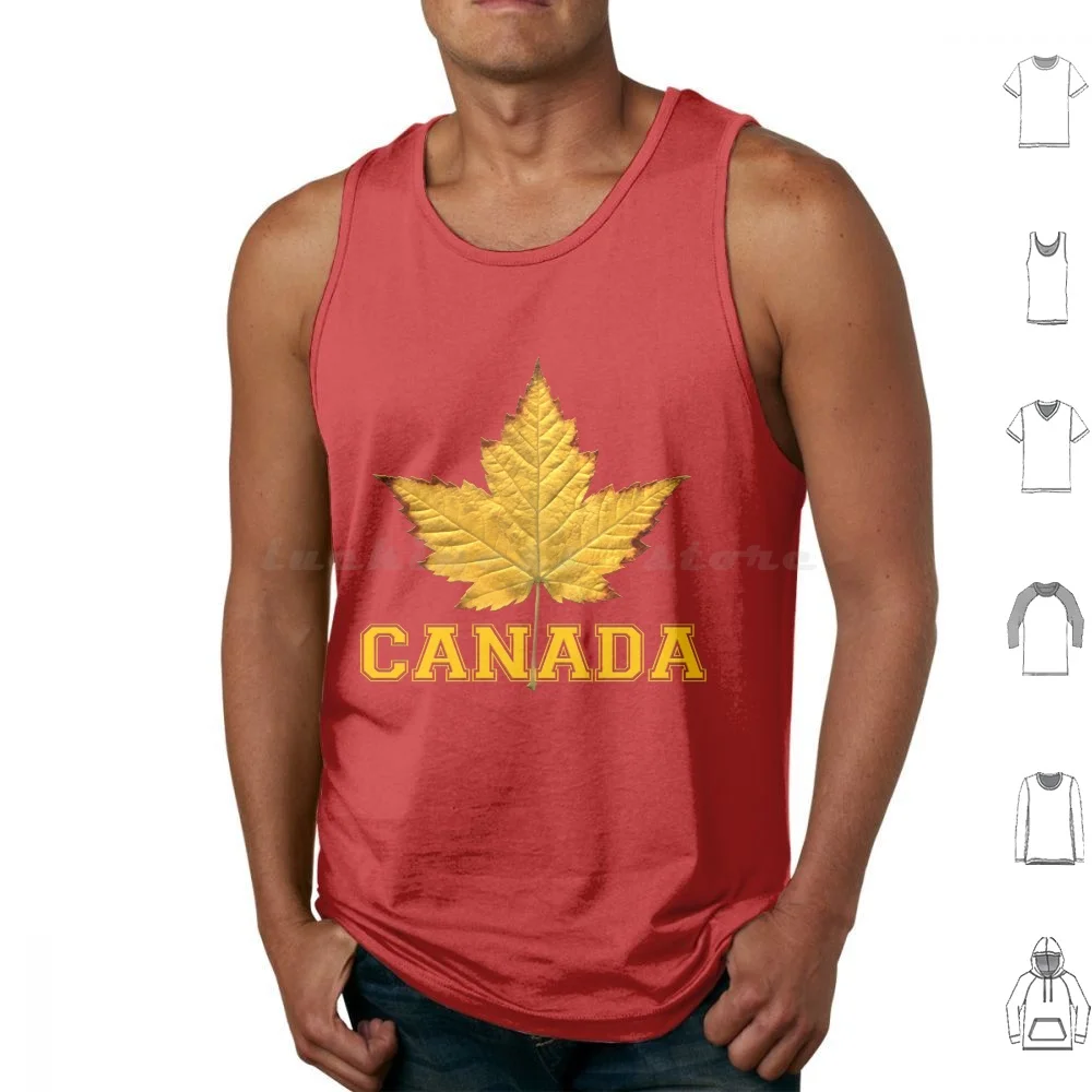 Camisetas sin mangas de recuerdo de fútbol de Canadá, chaleco sin mangas de diseñador canadiense, Bandera de hoja de arce amarilla