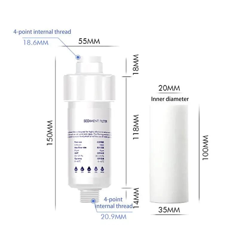 家庭用浄水器、シャワーヘッド、洗濯機、トイレフィルターコア、小型プレフィルター、交換可能なコア、PP綿