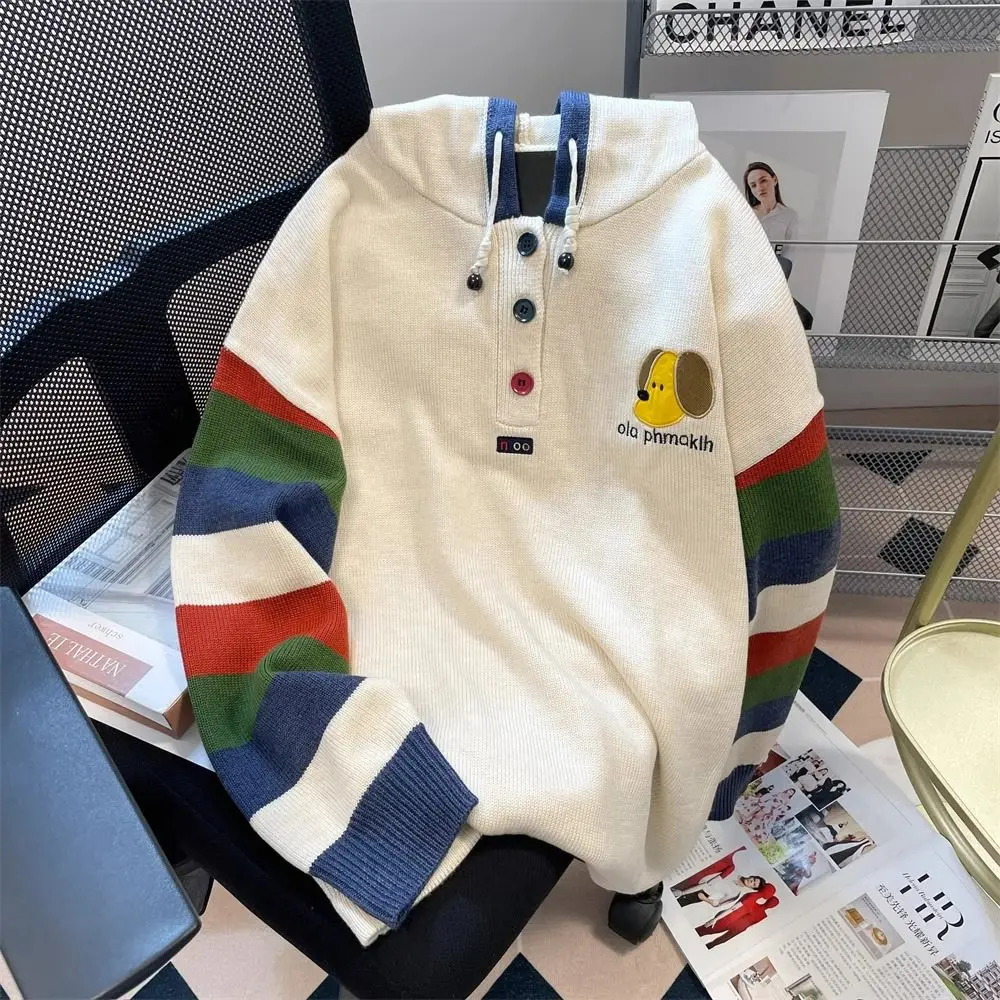 

Large Size 300 Pou American College Sle Hoodie Knitted Sweater Men's Autumn Winter Color Blo Design Sensation Sweater