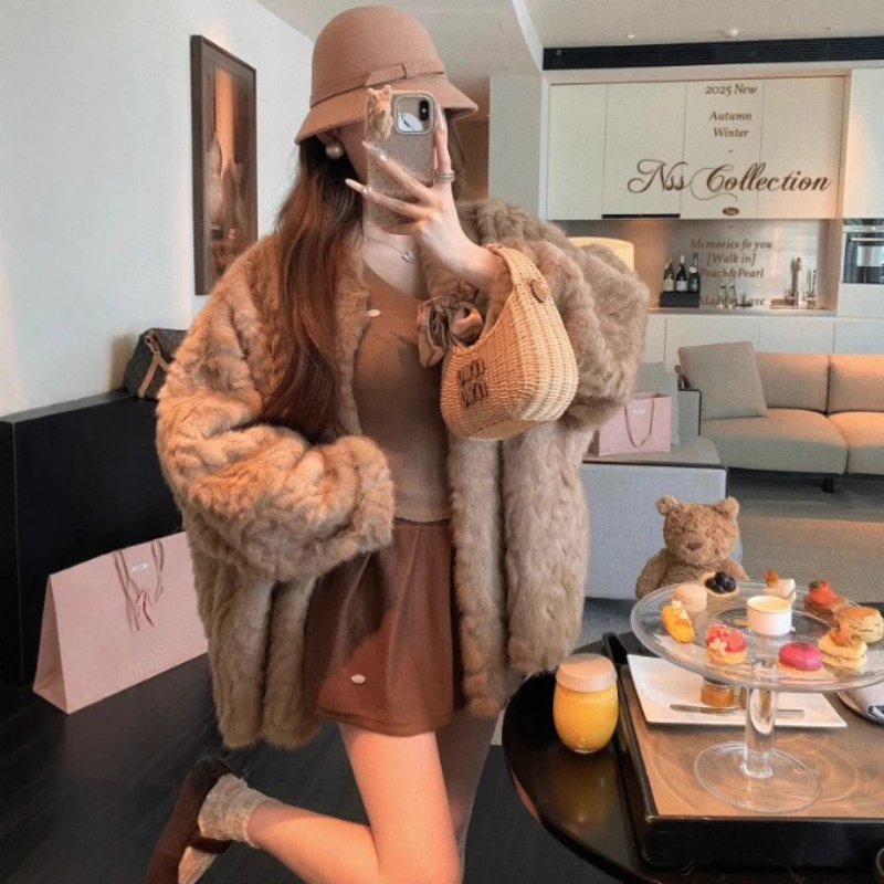 

Women Faux Fur Coats Jackets Mid Length Coat Thick Warm Y2k Streetwear Jacket Elegant Work Casual Loose Outerwear Autumn Winter