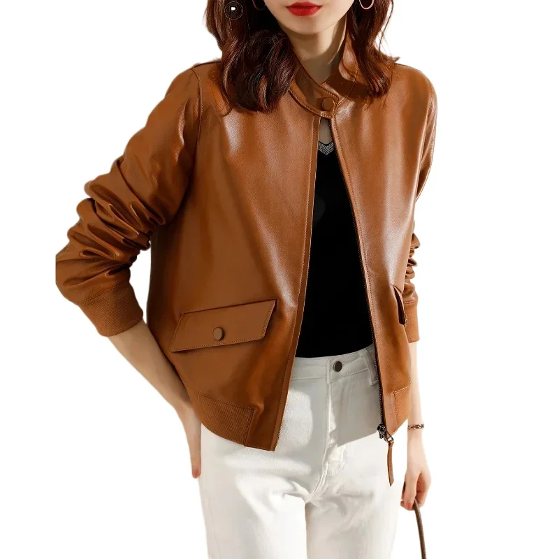 Tajiyane Echt Schaffell Mantel Weibliche Leder Jacke Kurze Motorrad Frauen Mäntel Frühling Mode Kleidung Casaco Feminino HLY01