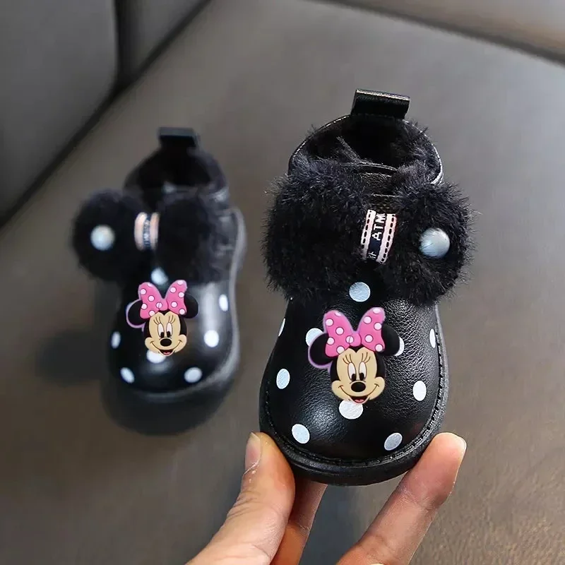 

Disney children's cartoon Minnie Mickey non-slip soft bottom thick warm bow short boots cotton shoes cotton boots