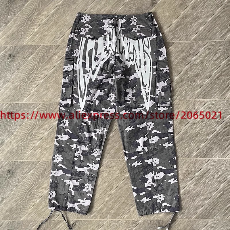 Camouflage Glo Gang The Glory Full Zip Denim Pants Jeans Men Women 1:1 High Quality Casual Joggers Trousers