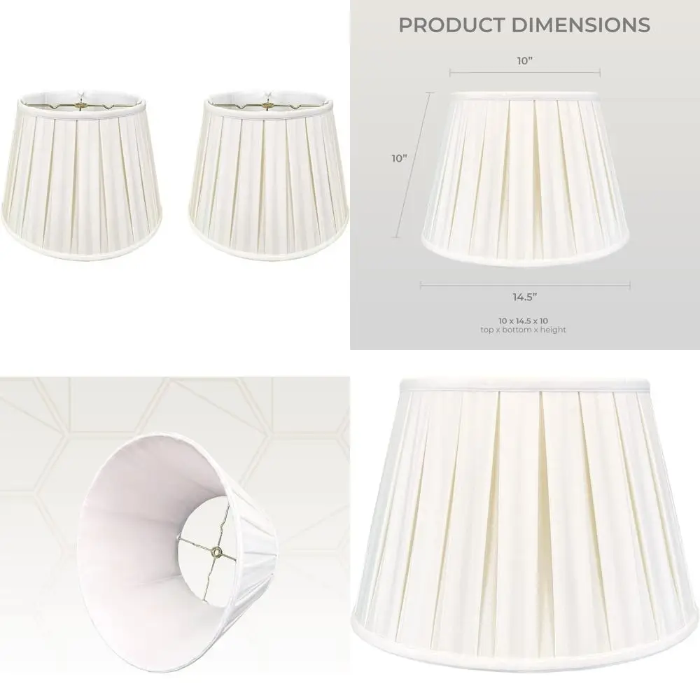 

Empire Pleat Round Basic White Lamp Shade Set of 2, 10 x 14.5 x 10, English Pleated Design, Suitable for Standard Lighting Fixtu