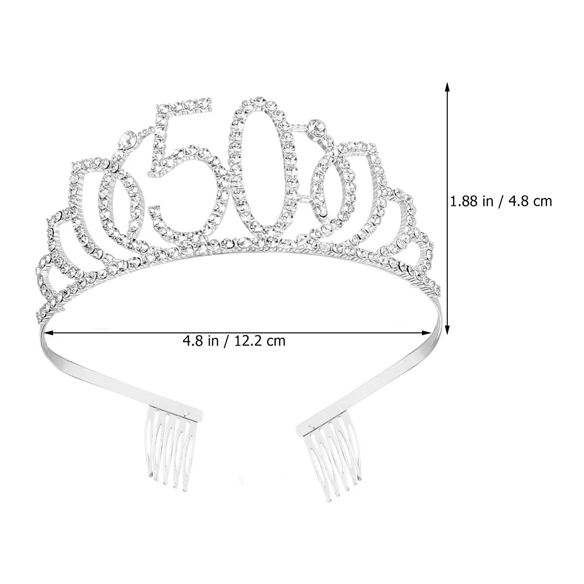 

Silver 50 Number Crown Creative Birthday Headdress Elegant Headwear Hair Accessories for Women Girls Attractive Distinctive