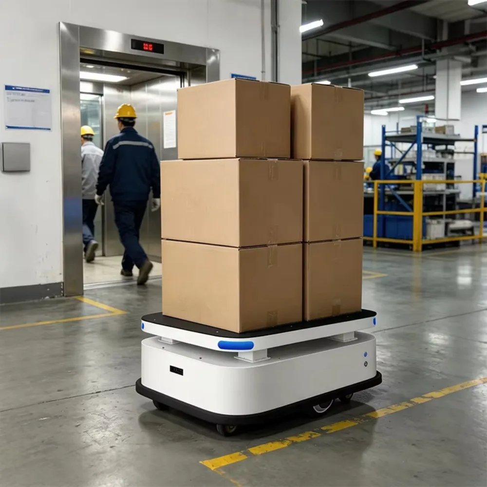 Automated Guided Vehicle AGV M80 300kg Payload Chassis Core I5 5cm Accuracy  SLAM Navigation for Material Handling