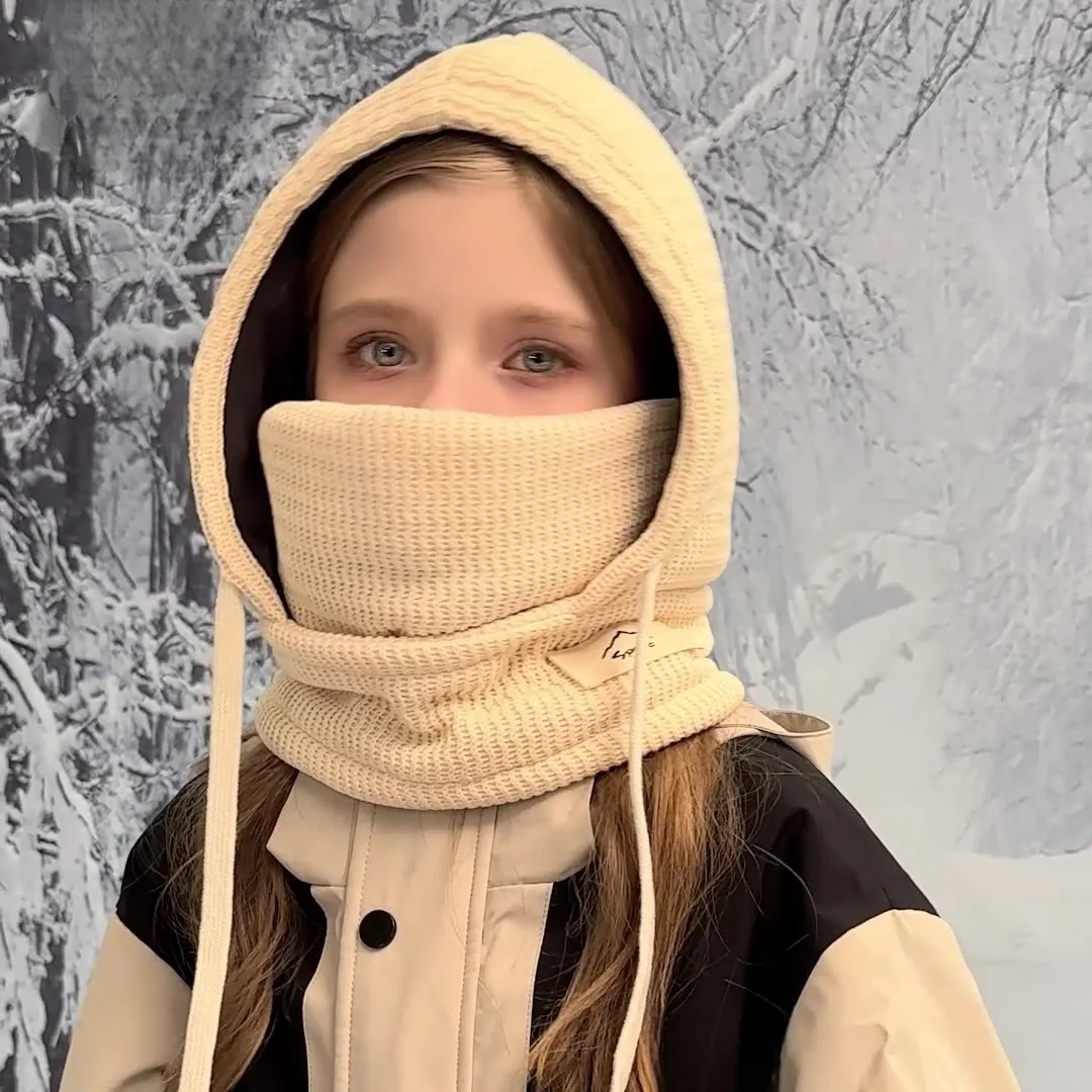 Chapéu infantil de inverno: uma combinação de chapéu, máscara e lenço para meninos e meninas, com proteção para os ouvidos e forro para calor e