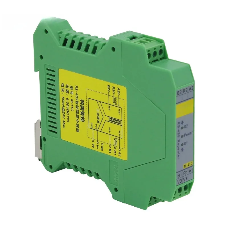 M-11C RS485 Repeater 1.5KV Isolation DIN Rail 9-30VDC for Industrial Automation