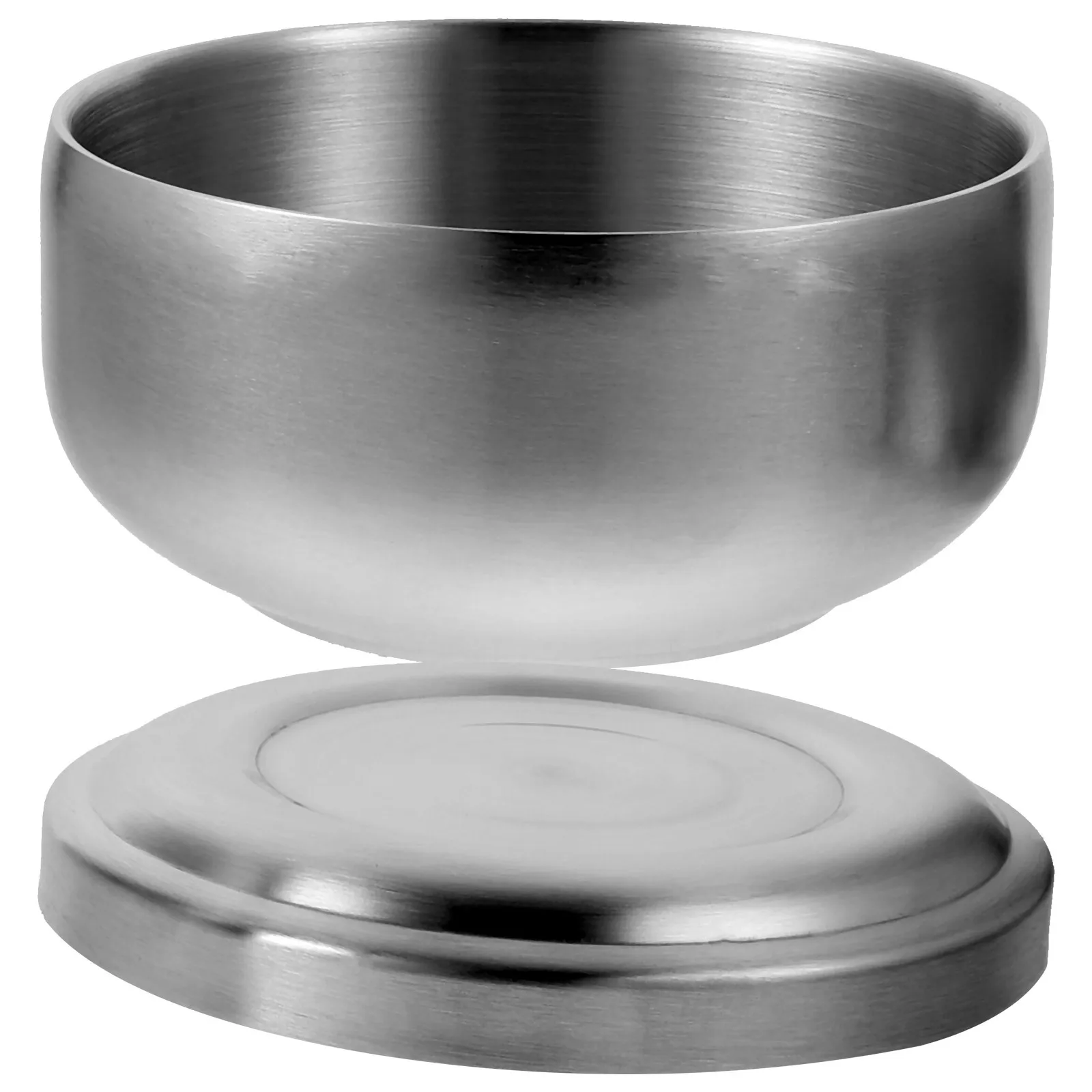 Tigela de creme com tampa para casa, barbeiro, salão de barbear, tigelas de barbear para homens, tigela de sabão prateada