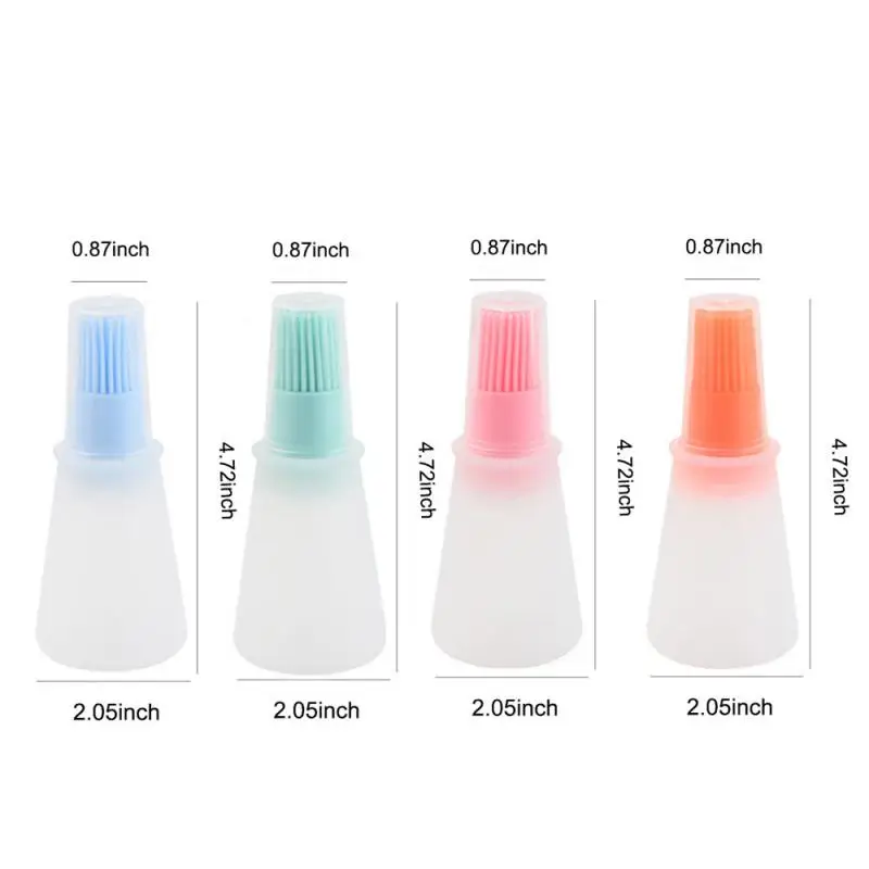 4Pc Silicone Oiler with Brush Seasoning Seasoning Sauce Brush with Scale oil Bottle BBQ Kitchenware Gadgets Grilling Frying Tool